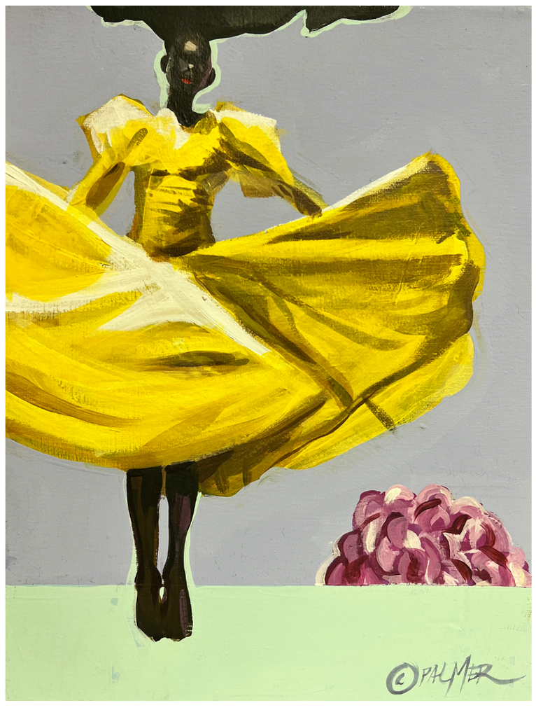 Charly Palmer African American Art JJ Yellow Dress